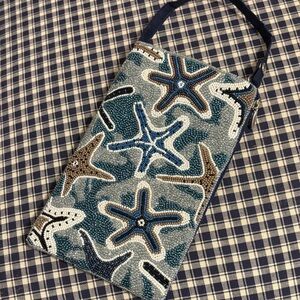 Bamboo Traders Starfish Beaded Bag - Blue and Brown